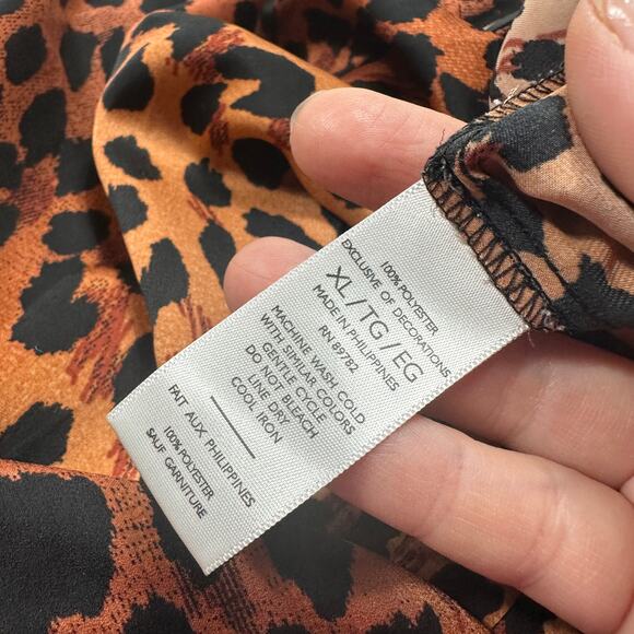 Natori Cheetah Animal Print Mandarin Sleepshirt Loungewear Caftan Dress XL - Picture 13 of 16